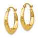 14k Yellow Gold Diamond Cut Textured Crescent Moon Hoop Earrings, 0.7 inch (17mm) - LooptyHoops