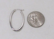 14K White Gold Oval Hoop Earrings w/ Square Tube, 1.2 In (31mm) (2mm Tube) - LooptyHoops