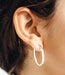 14K White Gold Oval Hoop Earrings w/ Square Tube, 1.2 In (31mm) (2mm Tube) - LooptyHoops