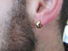 Small 14K Yellow Gold Wide Hinged Huggie Hoop Earrings .40 in (10mm) (6mm Wide) - LooptyHoops