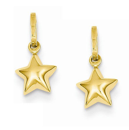 14K Yellow Gold Star Hoop Earring Charms