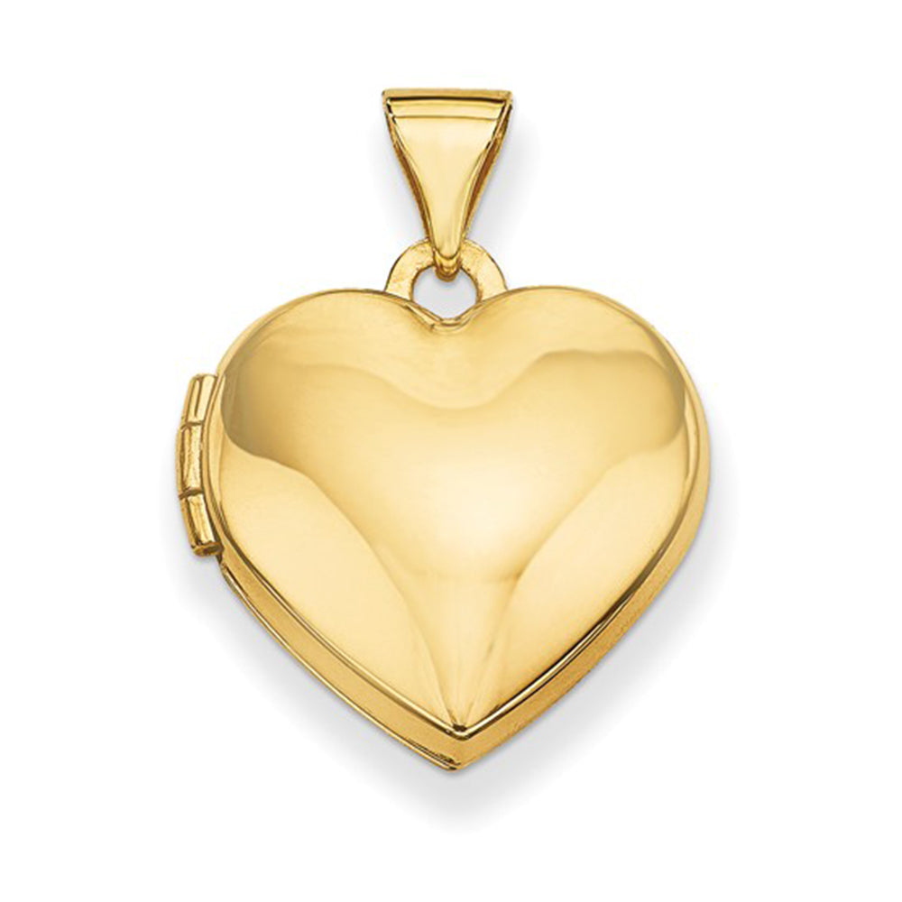 14K Yellow Gold-Filled Diamond 20mm Heart Locket Pendant Necklace, w/18-inch Chain