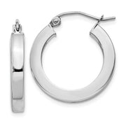 14k White Gold Square Tube Hoop Earrings (3mm), All Sizes - LooptyHoops