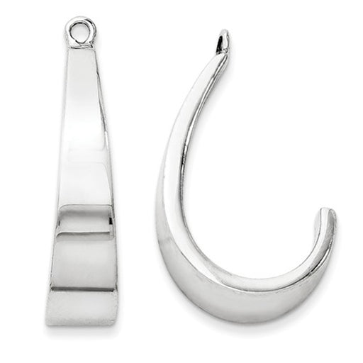 14k White Gold Tapered J-Hoop Earring Jackets - LooptyHoops