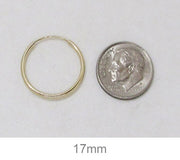 14k Yellow Gold Continuous Endless Hoop Earrings (1.5mm), All Sizes - LooptyHoops