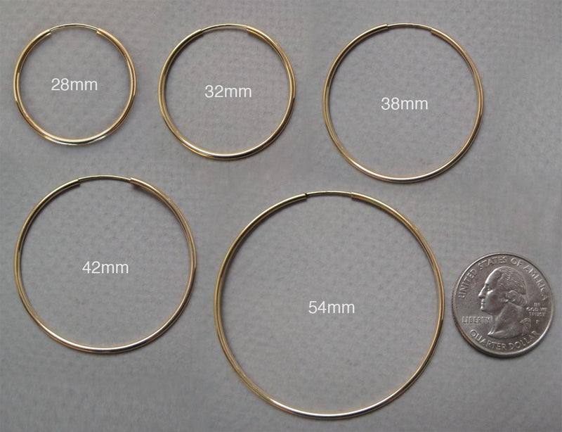 Single 14k Yellow Gold Continuous Endless Hoop Earring (1.5mm), 13mm - LooptyHoops