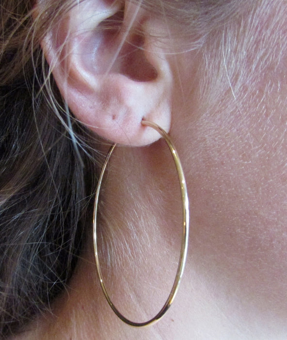 14k Yellow Gold Continuous Endless Hoop Earrings (1.5mm), All Sizes - LooptyHoops