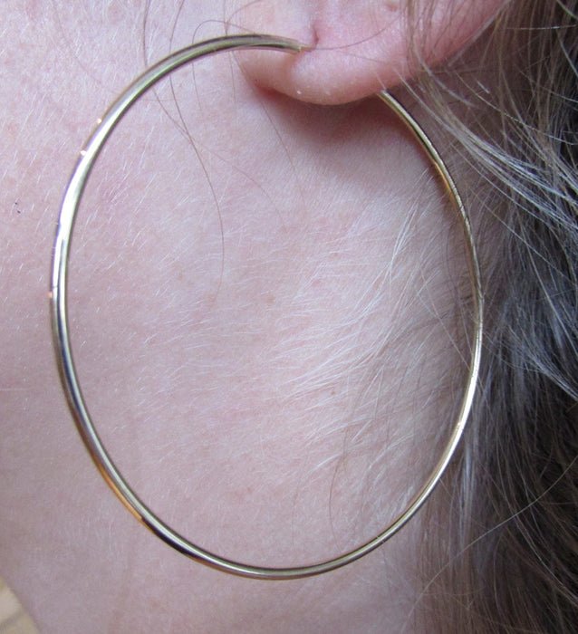 14k Yellow Gold Continuous Endless Hoop Earrings (1.5mm), All Sizes - LooptyHoops