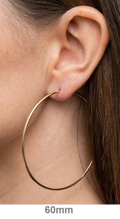 14k Yellow Gold Continuous Endless Hoop Earrings (1.5mm), All Sizes - LooptyHoops