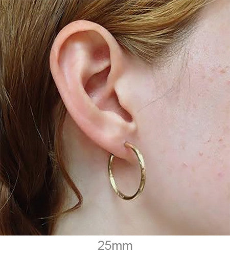14k Yellow Gold Diamond Cut Endless Hoop Earrings (2mm), All Sizes - LooptyHoops
