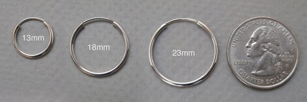 Single 14k White Gold Endless Hoop Earring (1.5mm) (16mm) - LooptyHoops