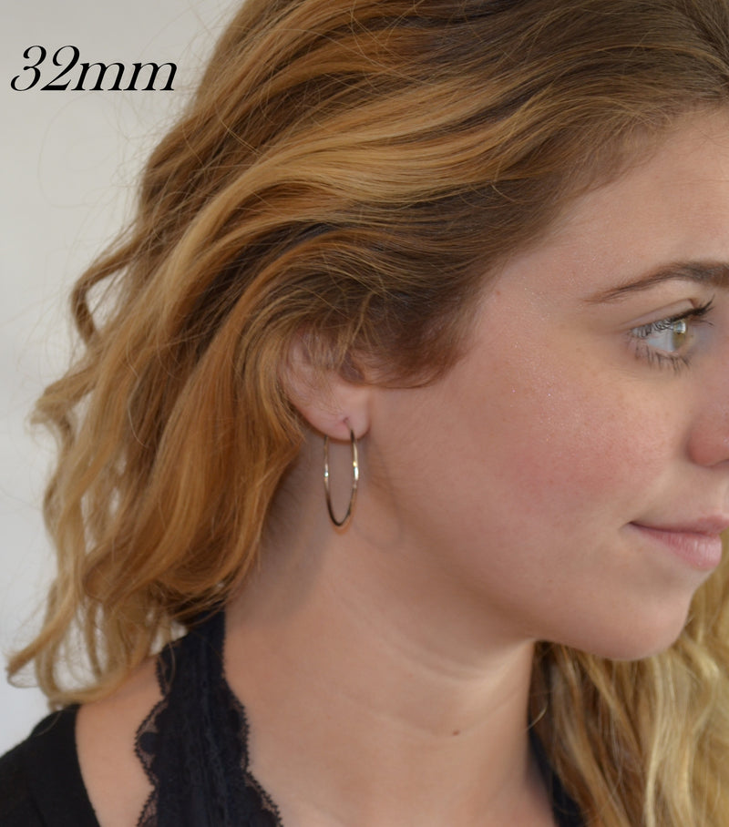 14k White Gold Endless Hoop Earrings (1.5mm), All Sizes - LooptyHoops