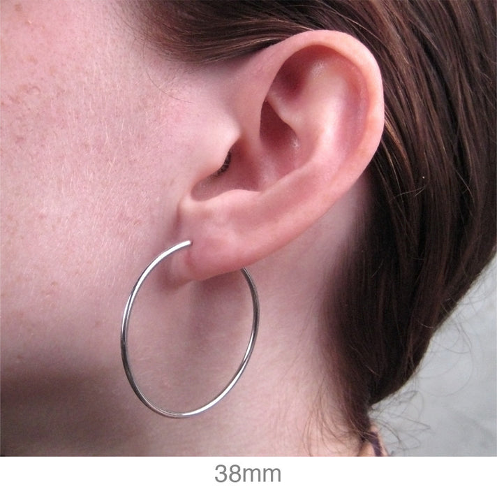 14k White Gold Endless Hoop Earrings (1.5mm), All Sizes - LooptyHoops