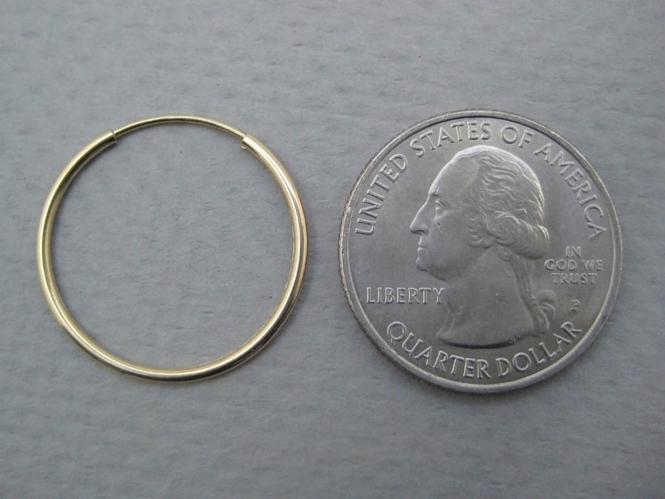 14k Yellow Gold Endless Hoop Earrings (1.25mm), All Sizes - LooptyHoops