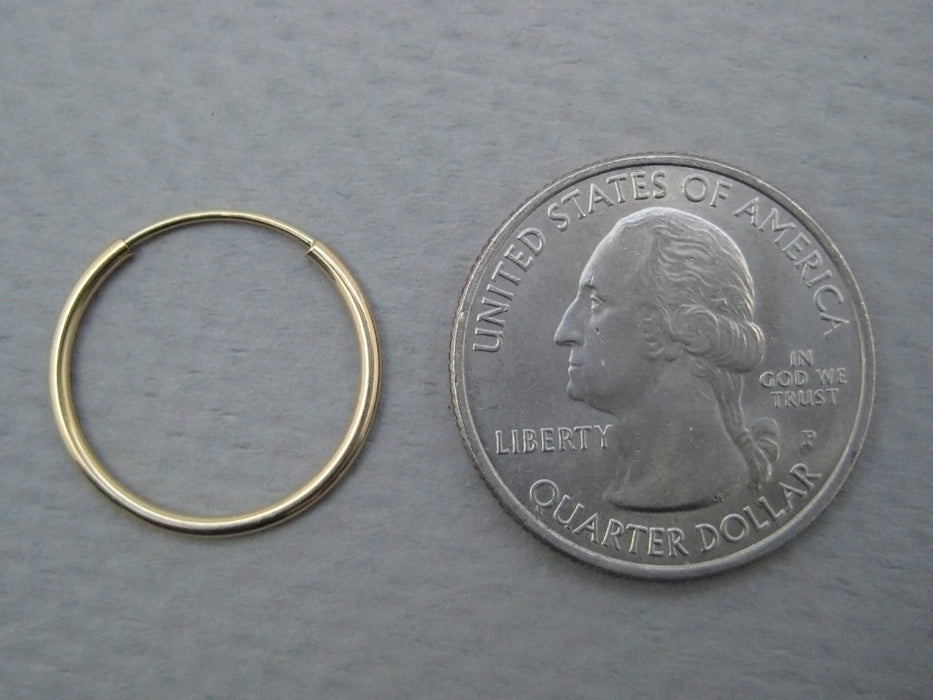 14k Yellow Gold Endless Hoop Earrings 19mm (1.25mm Thick) - LooptyHoops