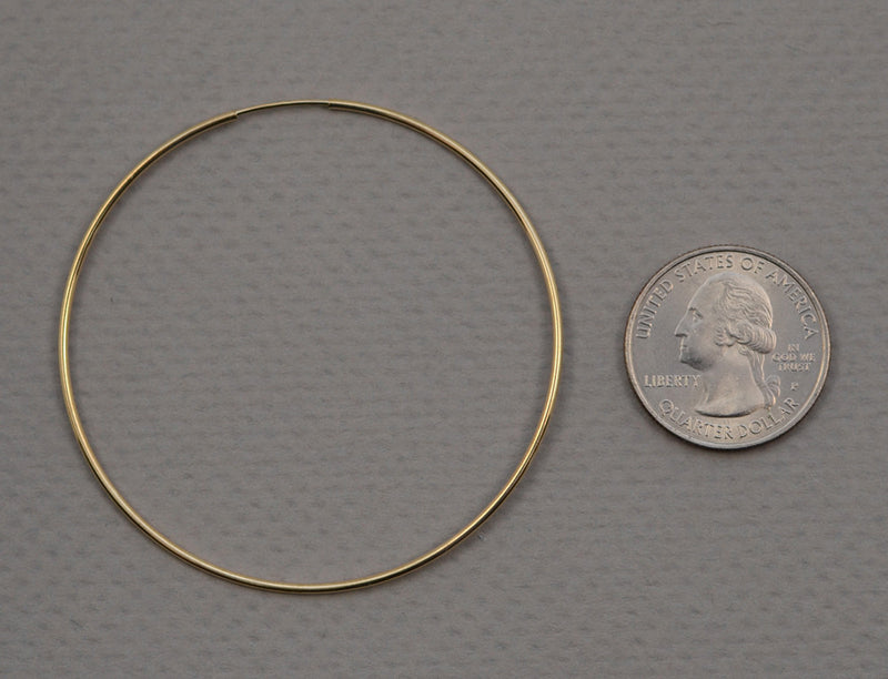 14k Yellow Gold Endless Hoop Earrings (1.25mm), All Sizes - LooptyHoops