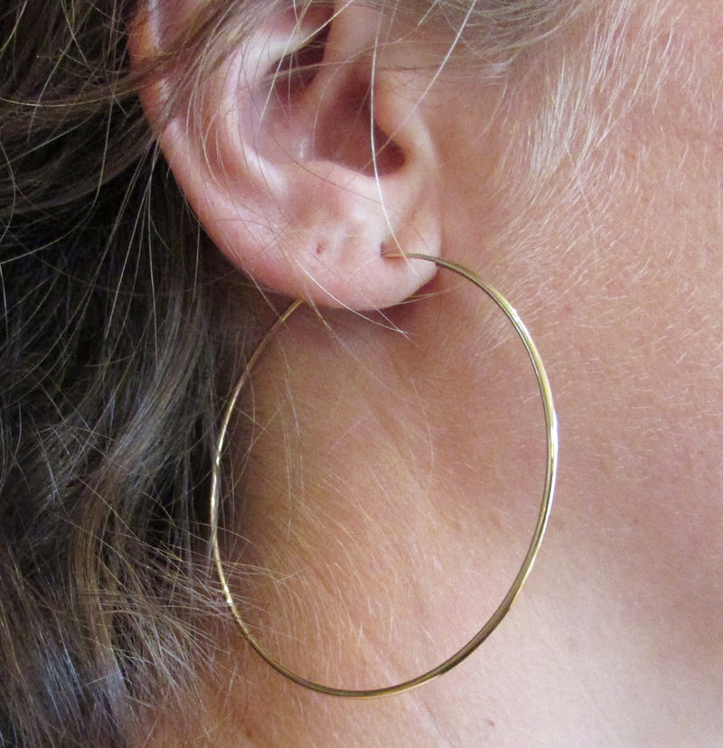 14k Yellow Gold Endless Hoop Earrings (1.25mm), All Sizes - LooptyHoops