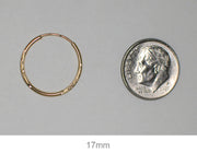 14K Yellow Gold Continuous Endless Diamond Cut Hoop Earrings, (1.25mm Tube) All Sizes - LooptyHoops