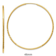 14K Yellow Gold Continuous Endless Diamond Cut Hoop Earrings, (1.25mm Tube) All Sizes - LooptyHoops