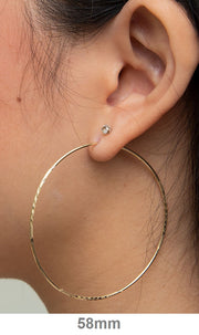 14K Yellow Gold Continuous Endless Diamond Cut Hoop Earrings, (1.25mm Tube) All Sizes - LooptyHoops
