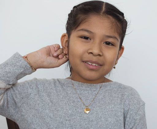 14k Yellow Gold Heart Hoop Earring Charms - LooptyHoops