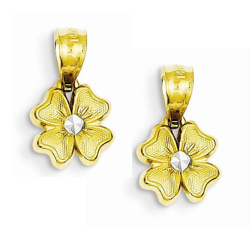 14k Yellow Gold Flower with Plated Center Hoop Earring Charms - LooptyHoops