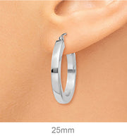14k White Gold Square Tube Hoop Earrings (3mm), All Sizes - LooptyHoops