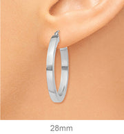 14k White Gold Square Tube Hoop Earrings (3mm), All Sizes - LooptyHoops