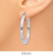 14k White Gold Square Tube Hoop Earrings (3mm), All Sizes - LooptyHoops