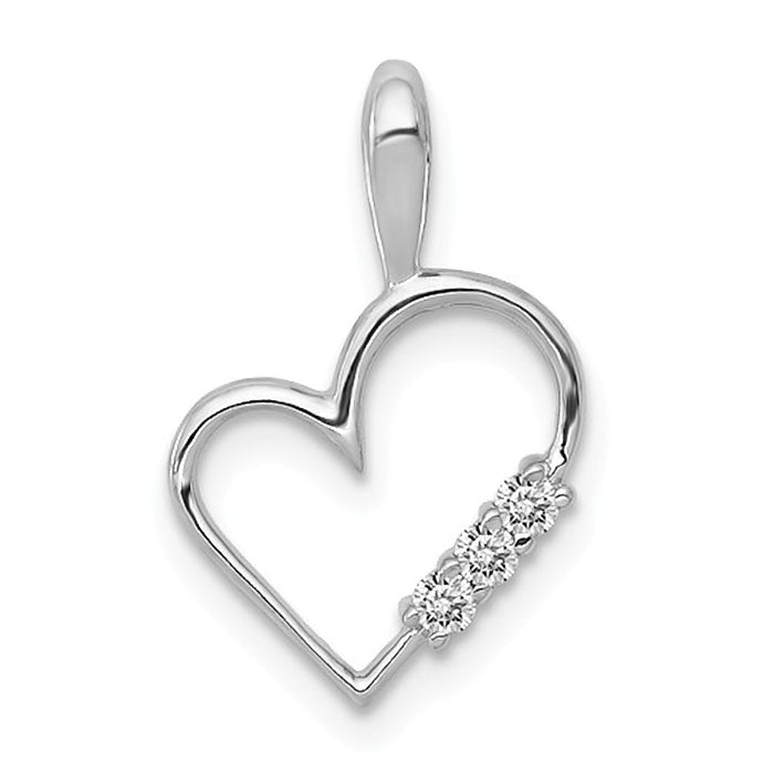 14K White Gold Diamond Heart Pendants .05 ctw - LooptyHoops