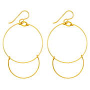 Handmade Yellow Gold-Filled Dangling Hoop-and-a-Half Hoop Earrings w/Hook Clasp, 47mm - LooptyHoops