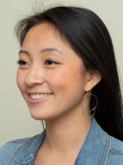 Handmade Yellow Gold-Filled Dangling Hoop-and-a-Half Hoop Earrings w/Hook Clasp, 47mm - LooptyHoops