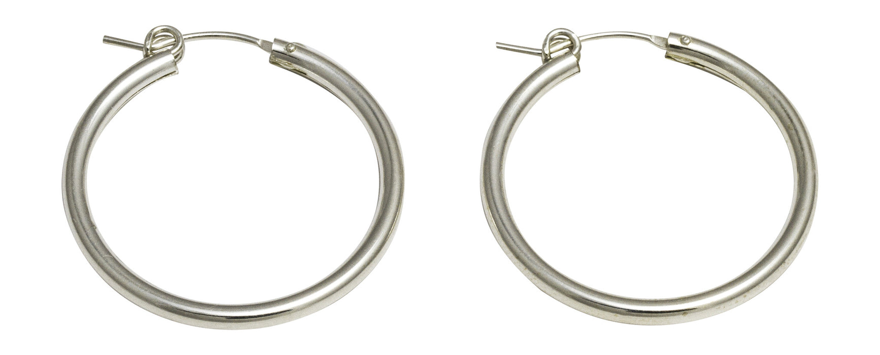 Sterling Silver Hoop Earrings with Click-Down Clasp (2mm), All Sizes - LooptyHoops
