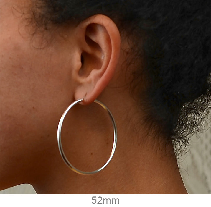 Sterling Silver Hoop Earrings with Click-Down Clasp (2mm), All Sizes - LooptyHoops