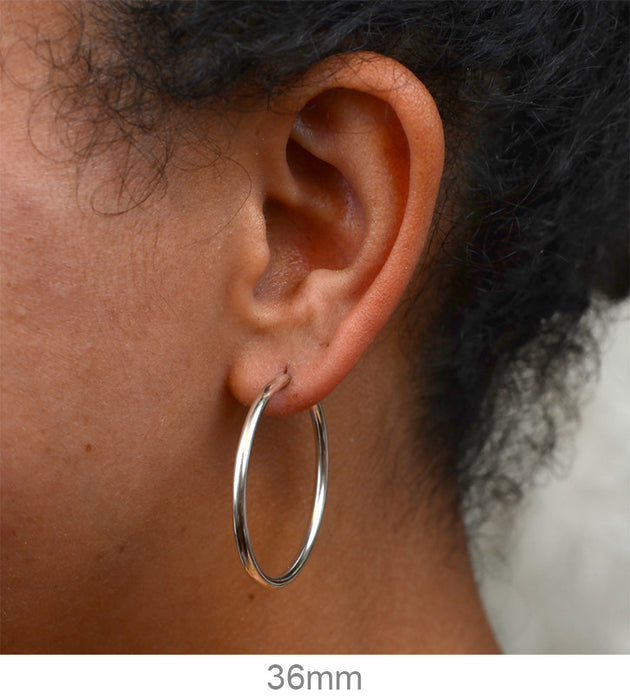 Silver Simple Thick Medium Hoop Earrings