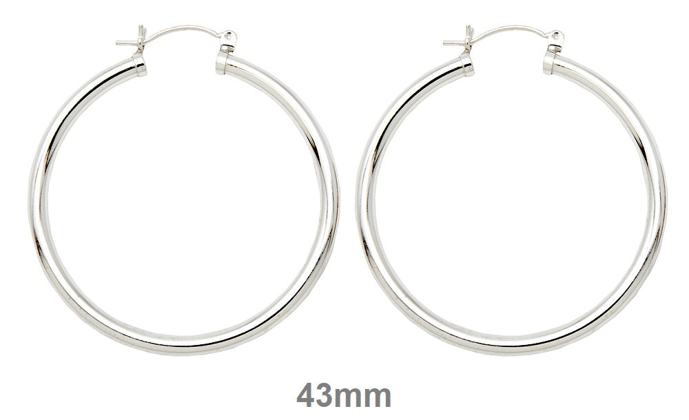 Sterling Silver Classic Click-Down Hoop Earrings (3mm), All Sizes - LooptyHoops