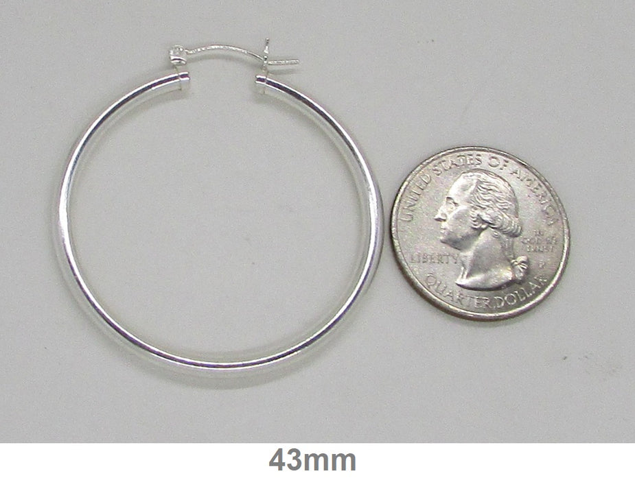 Sterling Silver Classic Click-Down Hoop Earrings (3mm), All Sizes - LooptyHoops