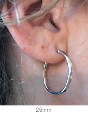 14k White Gold Click Down Hoop Earrings (2mm), All Sizes - LooptyHoops