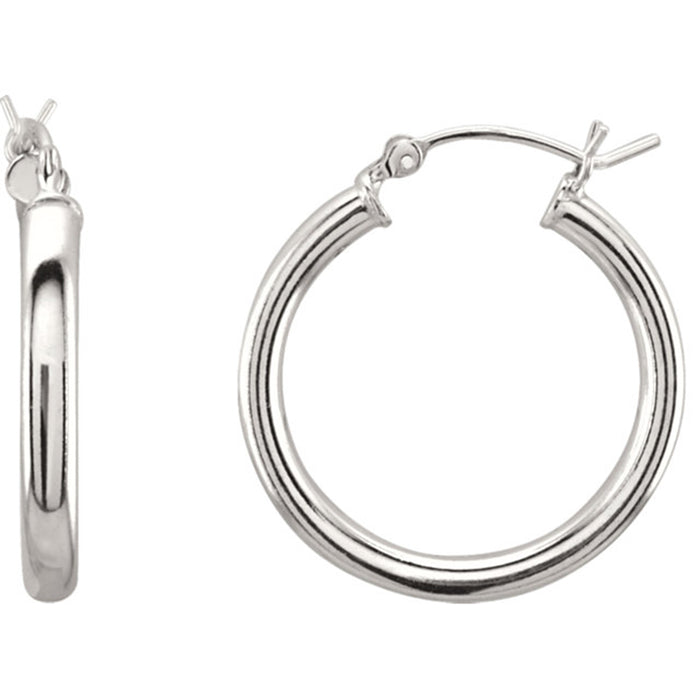 Sterling Silver Simple Tube Hoop Earring (3mm Tube), 26.5mm - LooptyHoops