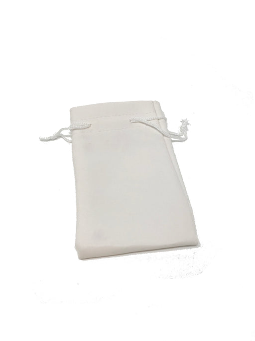 White Leatherette Jewelry Pouch w/Drawstring - LooptyHoops