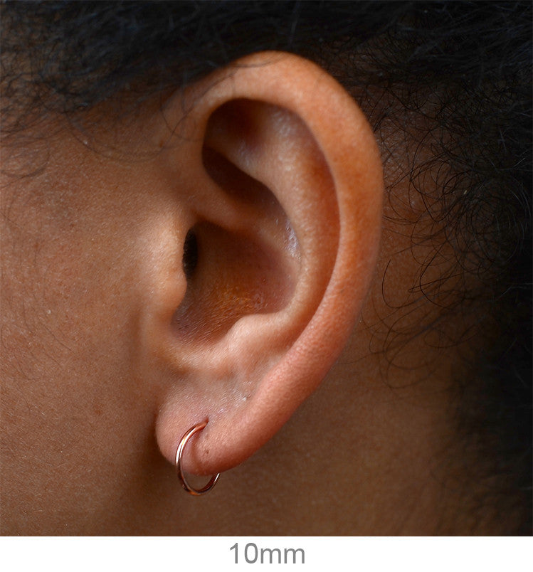 14k Rose Gold Thin Continuous Endless Hoop Earrings (1mm) All Sizes - LooptyHoops