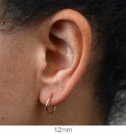 14k Rose Gold Thin Continuous Endless Hoop Earrings (1mm) All Sizes - LooptyHoops