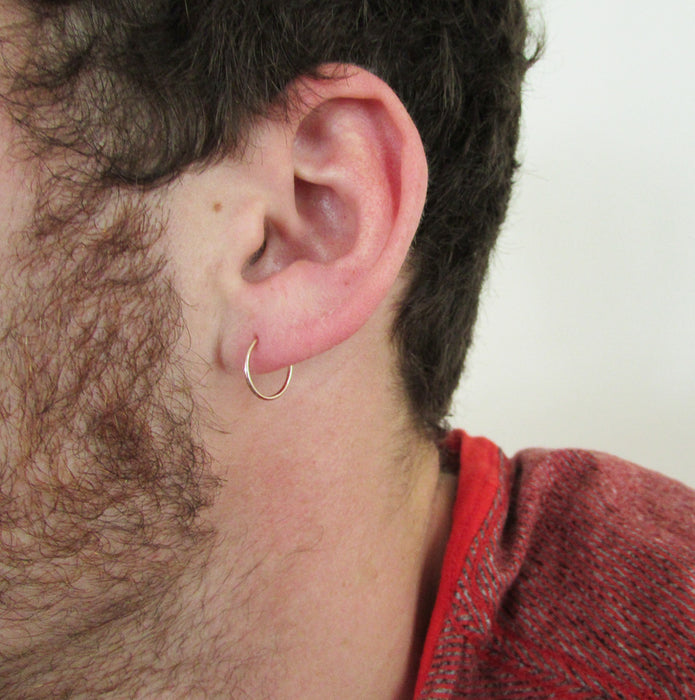 Single 14k Rose Gold Endless Hoop Earring (1mm) (10mm) - LooptyHoops