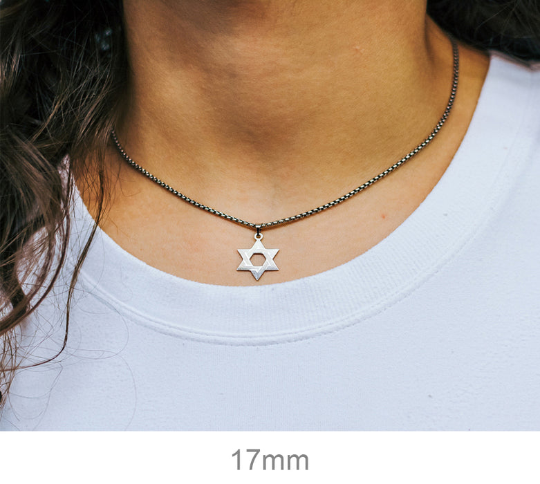 14K White Gold Star of David Charm Pendant, All Sizes - LooptyHoops