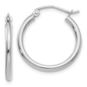14k White Gold Click Down Hoop Earrings (2mm), All Sizes - LooptyHoops