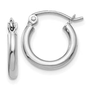 14k White Gold Click Down Hoop Earrings (2mm), All Sizes - LooptyHoops