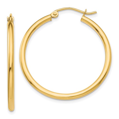 14k Yellow Gold Lightweight Hoop Earrings (2mm), All Sizes - LooptyHoops