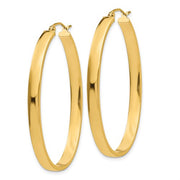14k Yellow Gold 4mm Flat Oval Hoop Earrings, 48mm - LooptyHoops