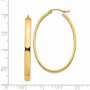 14k Yellow Gold 4mm Flat Oval Hoop Earrings, 48mm - LooptyHoops