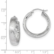 Medium 14K White Gold Diamond Cut Hoops - LooptyHoops